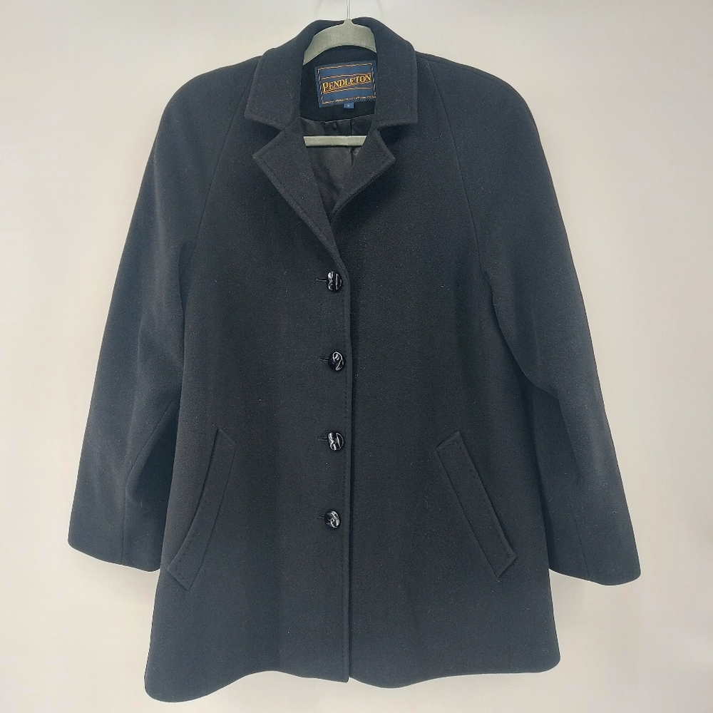Pendleton Lambswool Wool A Line Coat Size 8 Black